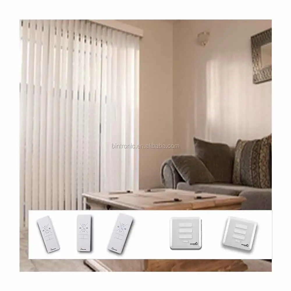 Bintronic Taiwan Plastic Slide Electric Curtain Motor Motorized Vertical Blinds Motorised Curtain Rod