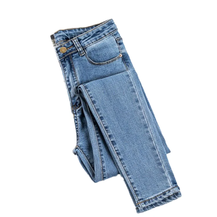 Custom European Fashion Female Denim Pants 3 Color Women Breathable High Waist Skinny Jeans