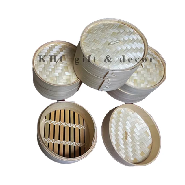 Eco Friendly New Design Kitchenware Dinning Dumplings Round 10 15 20 inch Bamboo Steamer Cooking