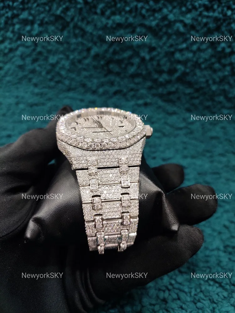 2023 Custom Bust Down D Color VVS Moissanite Diamond Premium Mechanical Luxury Stainless Steel Wrist Men Women Watches