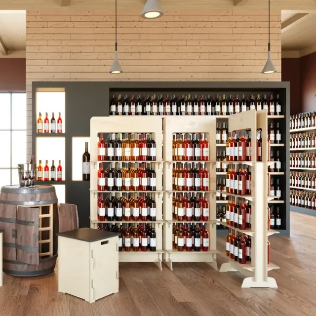 Made in Italy Multifunction Display  OEM Custom Logo & Design Wooden Retail Floor Display Stand for Beauty Product