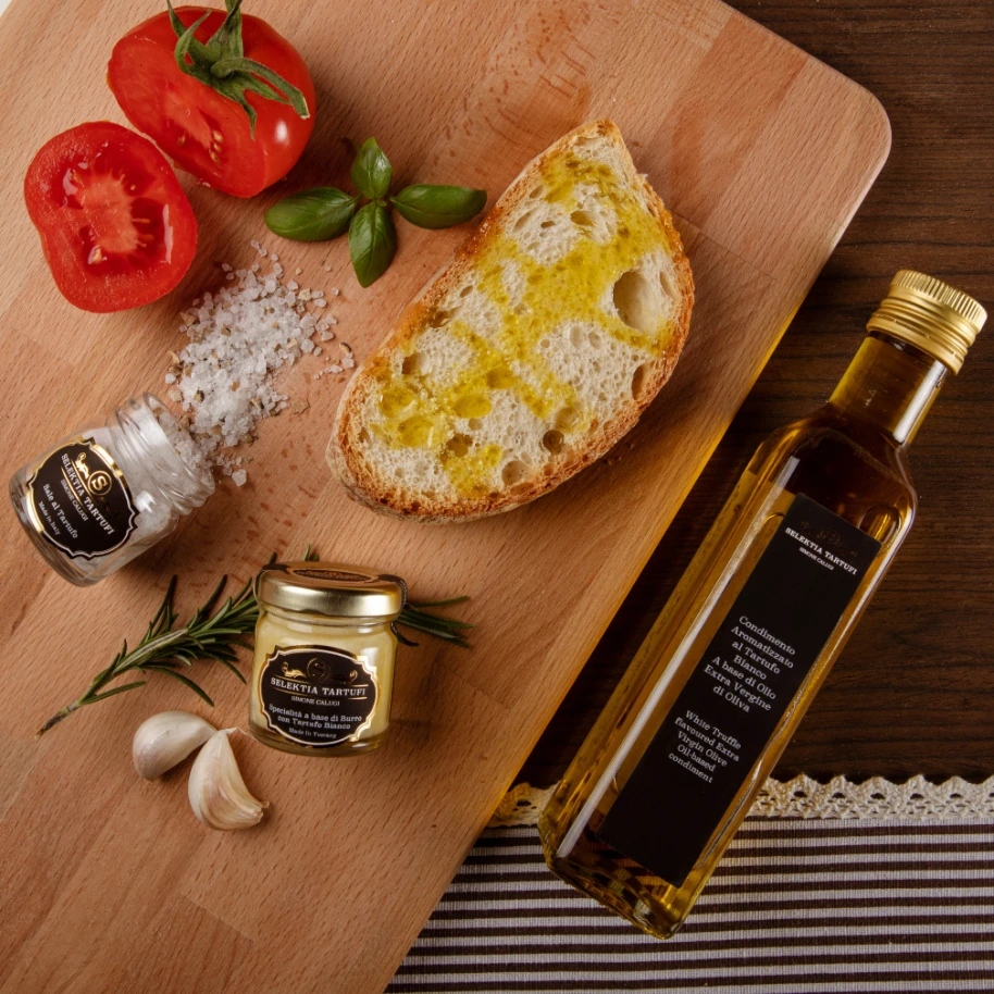 Summer Selektia Italian Extra Virgin Olive Oil White Truffle Flavoured Dried Whole Tartufi Fresh Style Bottle Packaging Made