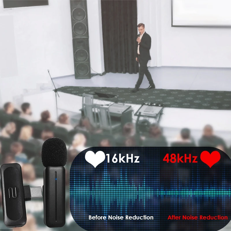 Mini Type C Wireless Podcast Conference Lavalier Mic  USB Condenser Microphone for android phone