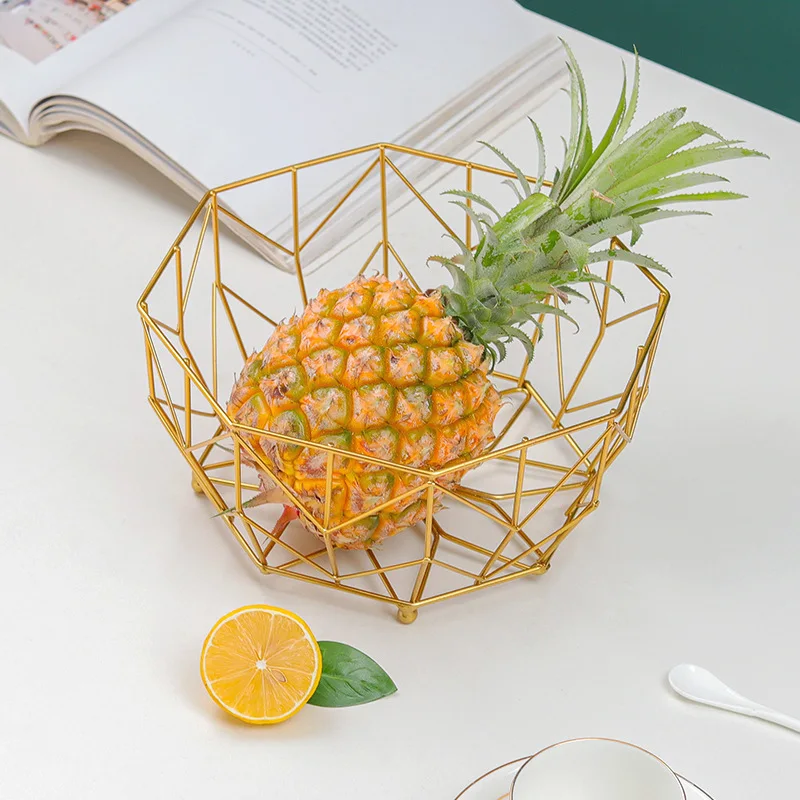 Creative Wire Countertop Golden Iron Vegetable Storage Fresh Gift Storage Metal Mesh Kitchen Fruit Basket
