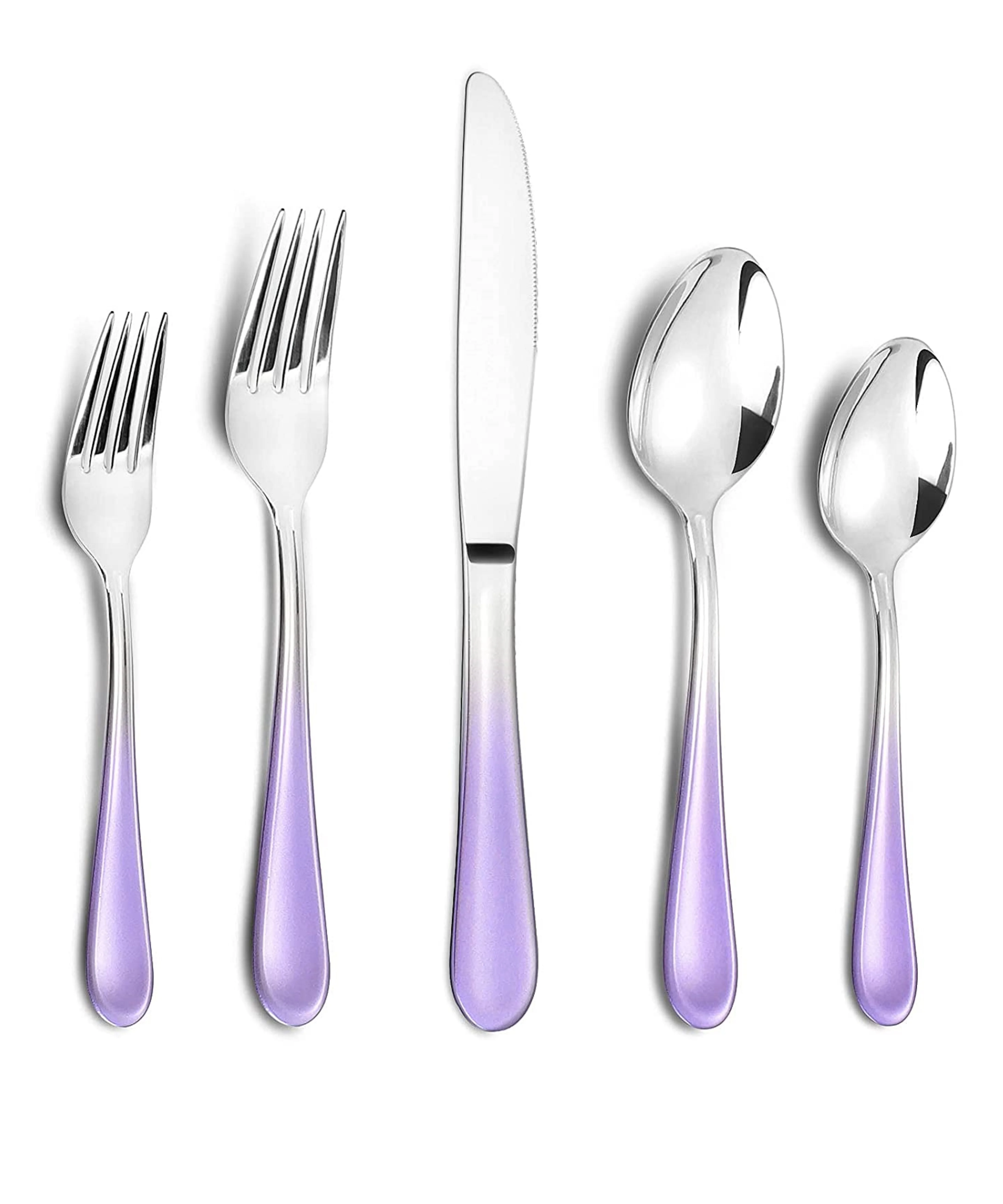 Purple Silverware Stainless Steel Flatware Set 20 Piece Tableware Cutlery Sets New Design