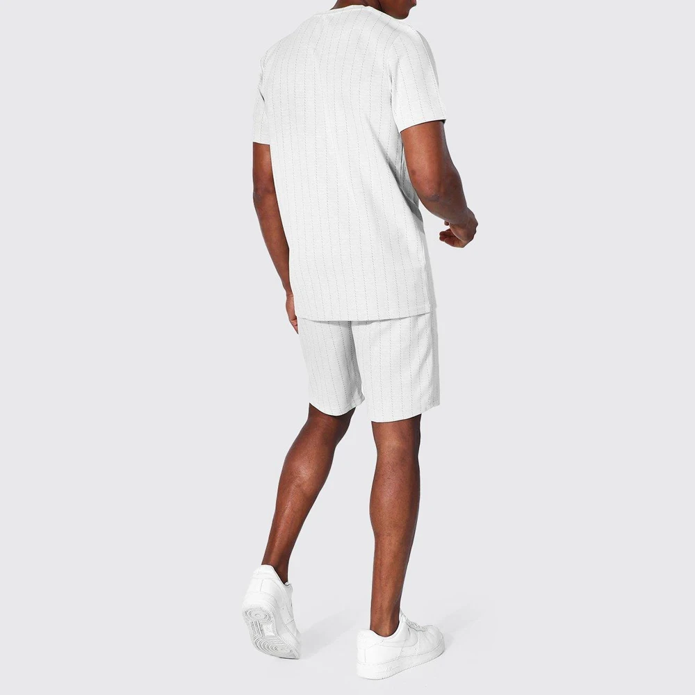 white color men cotton plain short set Factory Supplier Plus Size 5XL Summer Quick Drying Short Sleeve Tops and Shorts set