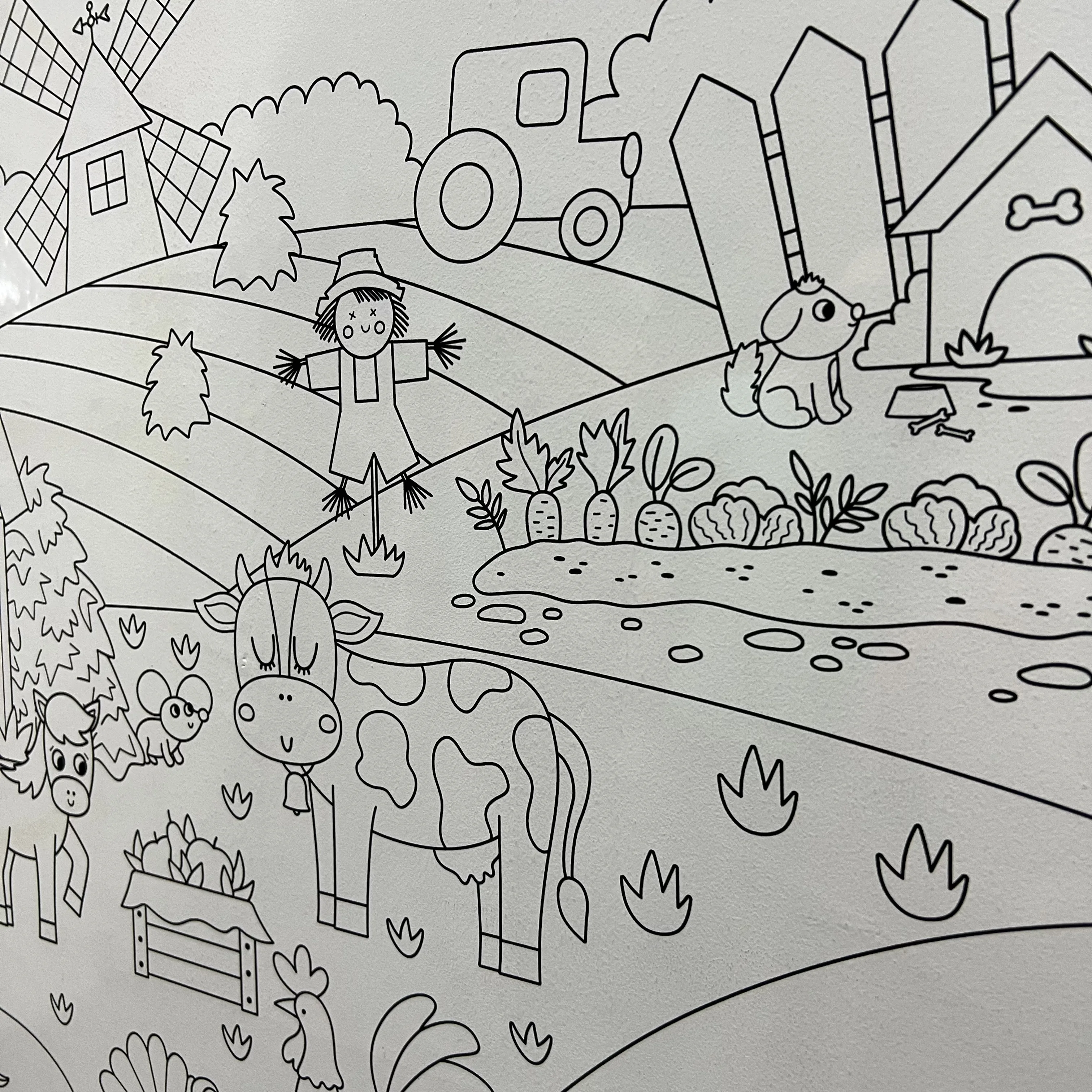 Dry Erase Kids Painting Activity Decal Model-2 Reusable Durable Polystyrene Material Holds The Surface With Static Electricity