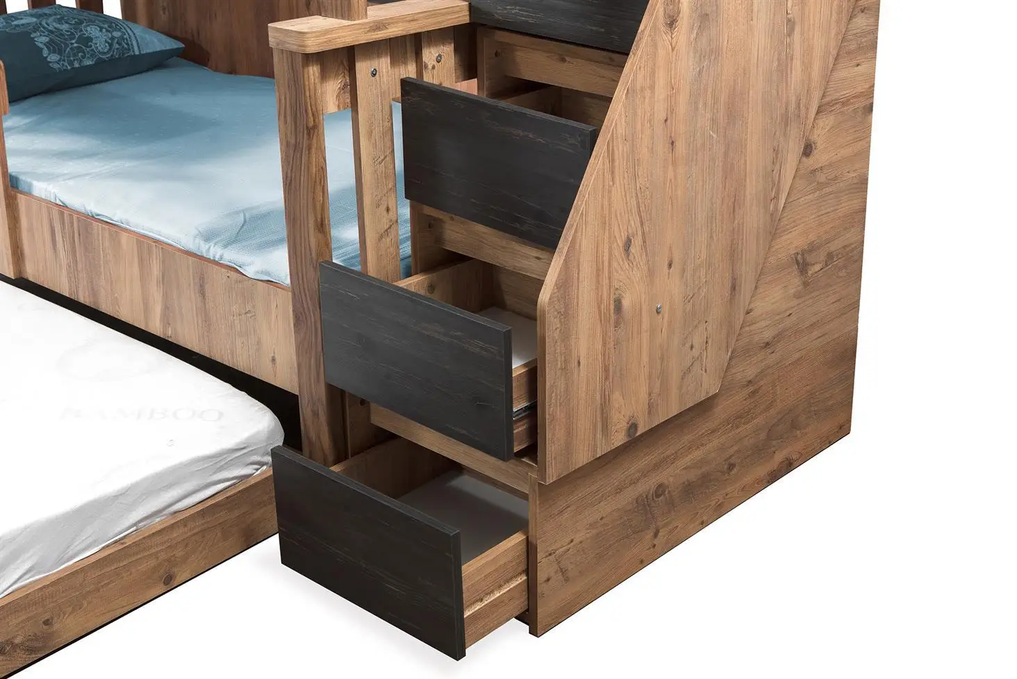 MDF solid wood kids bunk bed bedroom furniture boys bunk bed with stair case wardrobe Kids Wooden Bunk Bed For Kids With Desk st