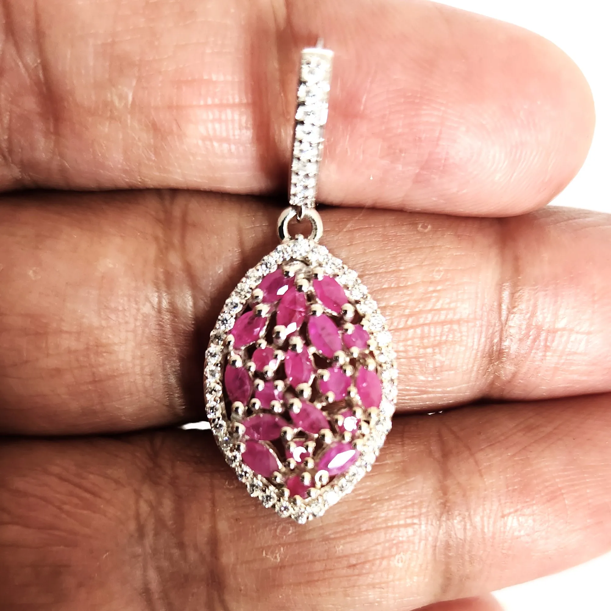 925 Silver Red Ruby Bridal Jewelry Earrings Wedding Costume Stone For Women Earrings Jewelry