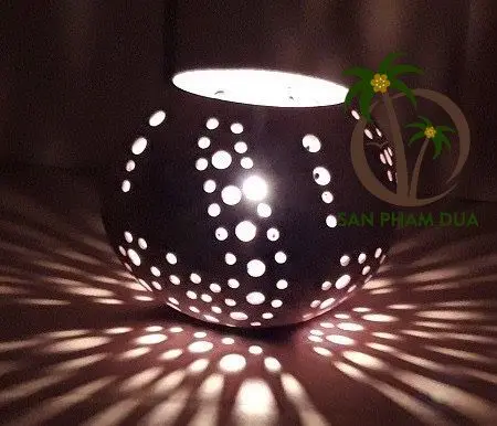 DECORATION HANGING LAMP NIGHT LIGHT COCONUT SHELL LAMP COCONUT LAMP HAND CARVED FROM VIETNAM