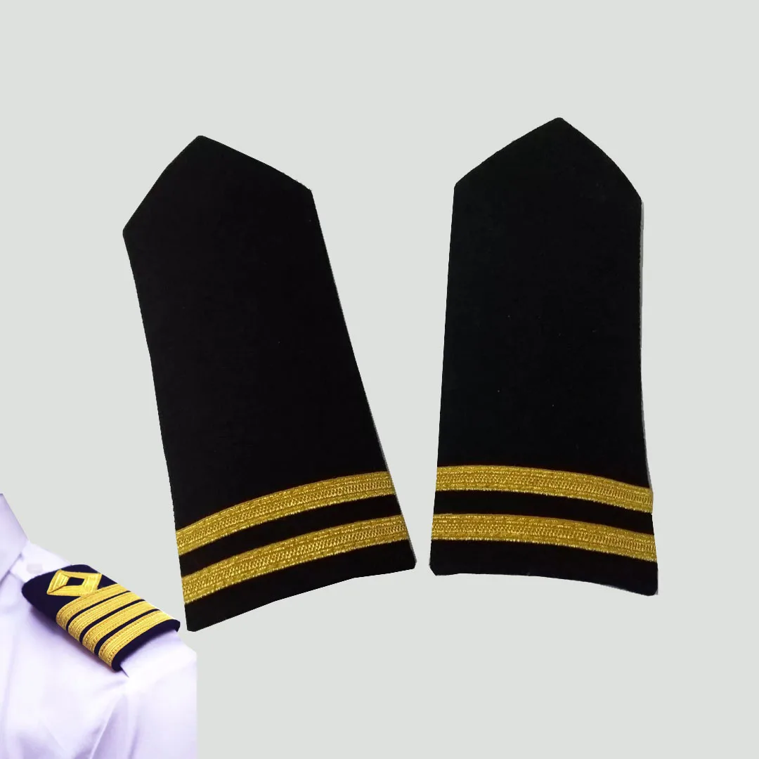 Офицерский Пилот Военно-морской 2 бара Офицерская униформа погоны эполеты черные и золотые детали