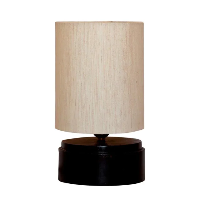 Ночная лампа Pixee с нейтральным бежевым тканевым оттенком и прочным деревянным основанием: Идеально подходит для улучшения любой спальни или жилого пространства