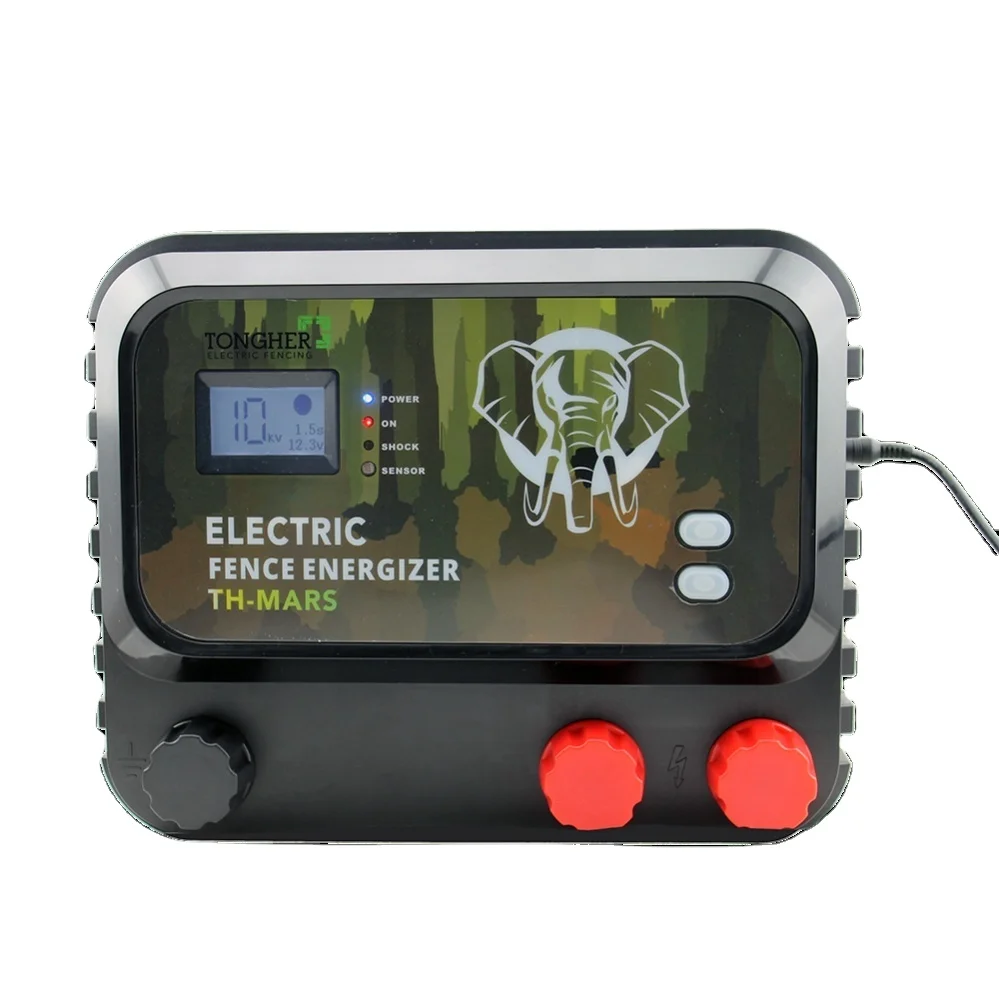 BIG animals! Tongher intelligent large power 12 Joules electric fence energizer for elephants/bear/monkey