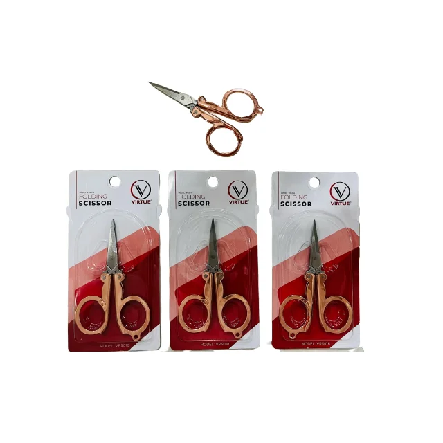 Lowest Prices Heavy Duty Rose Gold Folding Scissor with Stainless Steel Blade For Sale By Indian Manufacturer