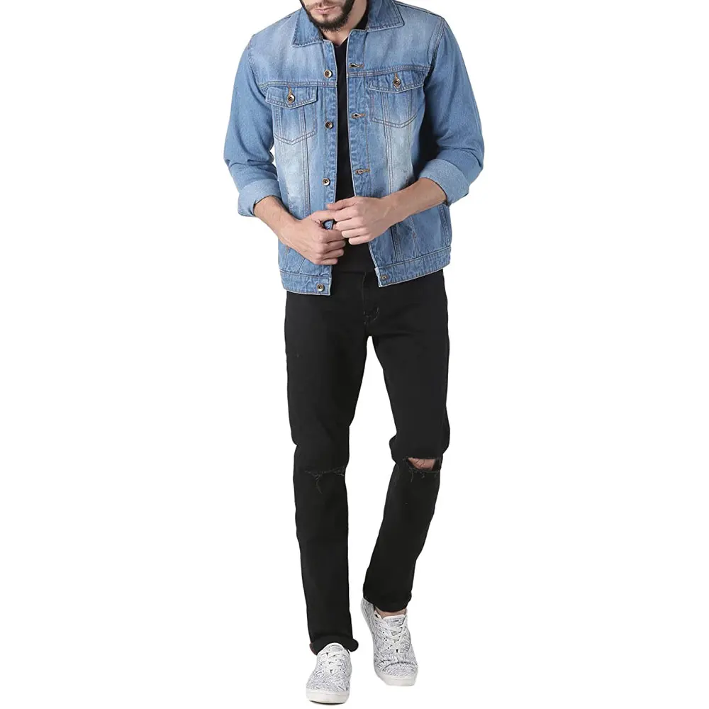 Men Stylish Denim Jeans Jacket/ vintage style Pakistan Made Custom Men Street Blue Cotton Plain Jeans Outdoor Jackets Wholesale