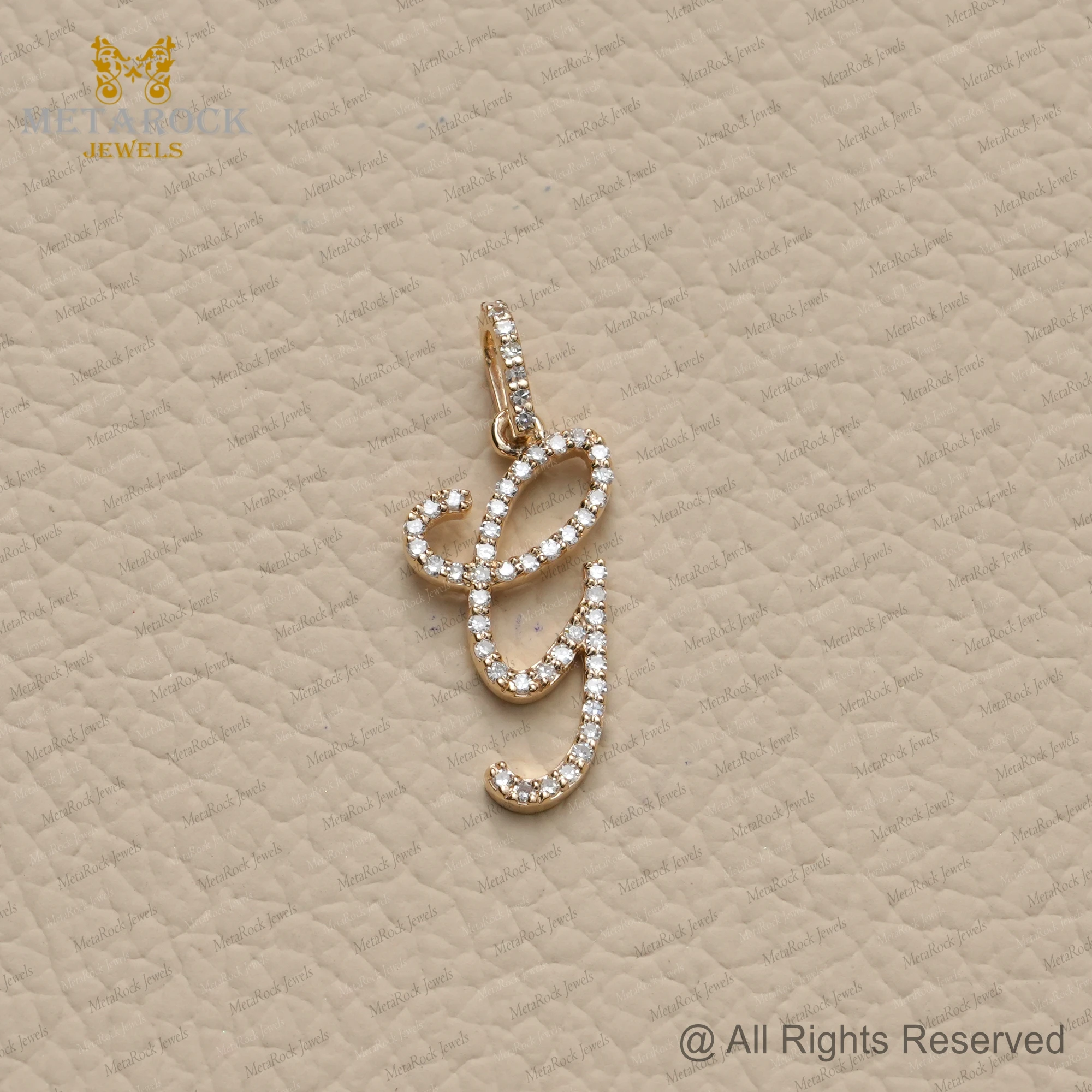 Solid 14k Yellow Gold G Initial Pendant Handmade Pave Diamond Jewelry Top Quality  G Letter Name Pendant Gold Diamond Jewelry