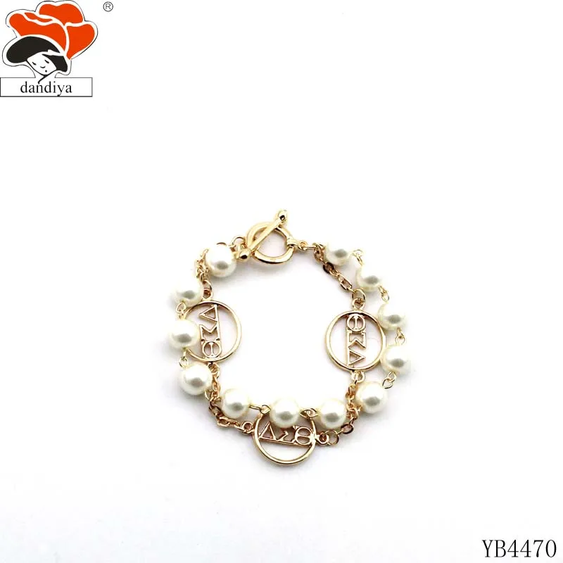 NCNW glass pearl bracelet Sorority JEWELRY custom logo number for Greek Sorority &Fraternity products Lady and men group