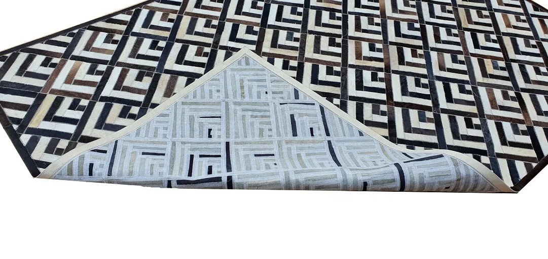 Cow leather carpet Natural brown and white cowhide Hair on Handmade Pure Genuine leather Patchwork cowhide fur Area rug