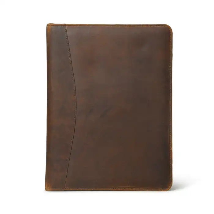 Wholesales Factory Full grain Leather Business Portfolio File Folder Documents Organizer Executive Portfolio With Embossed Logo