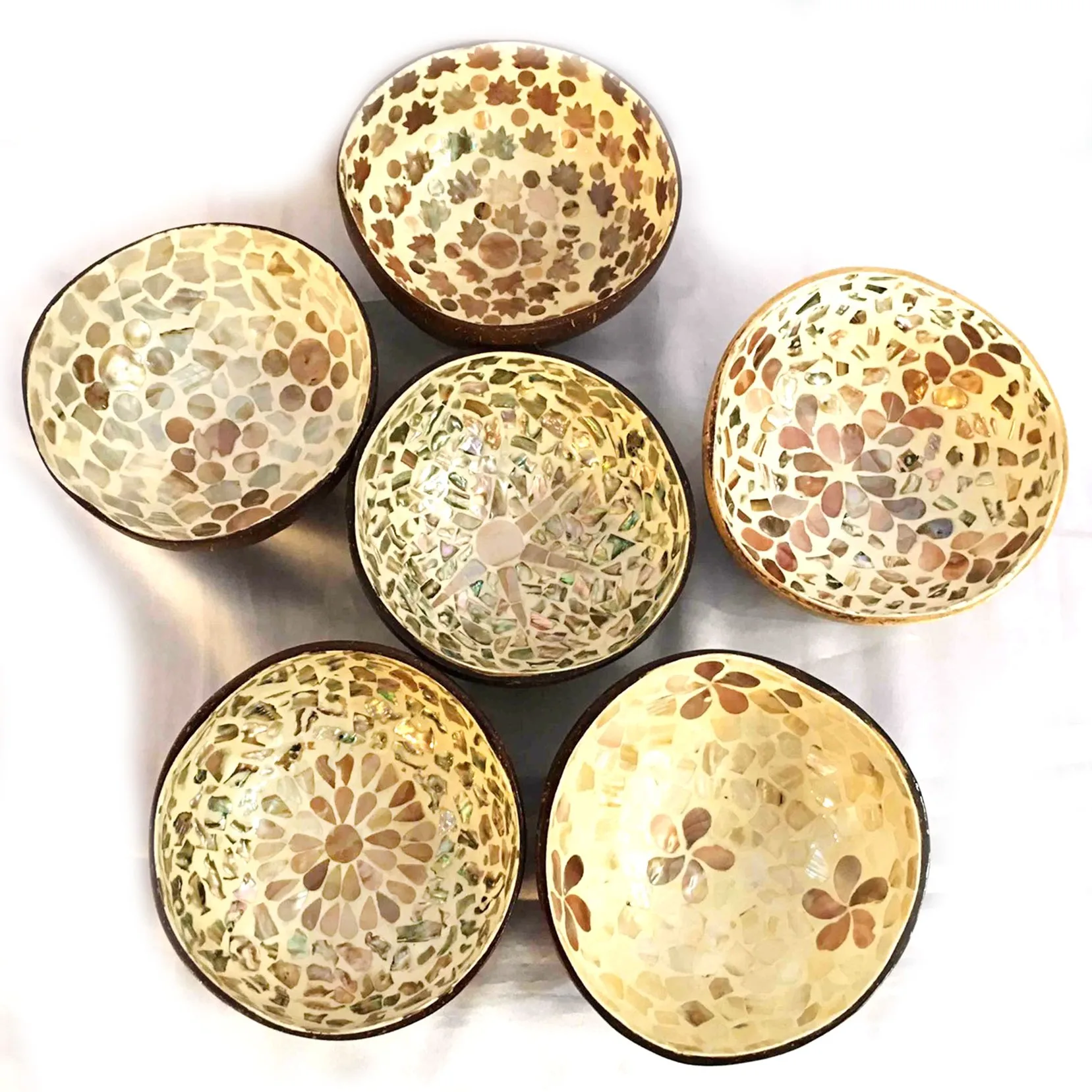 Colorful bowls lacquer inlay bowl coconut shell lacquered mother of pearl bowls cheap lacquerware