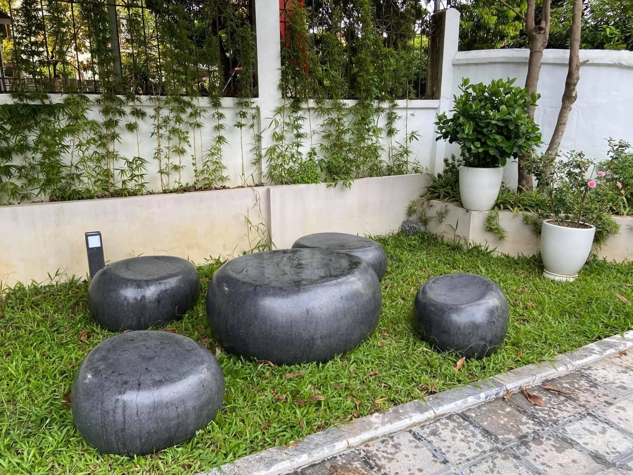 Concrete Terrazzo Seat Park Bench Round Tree Bench Stone Garden Bench Outdoor Wholesale From Vietnam