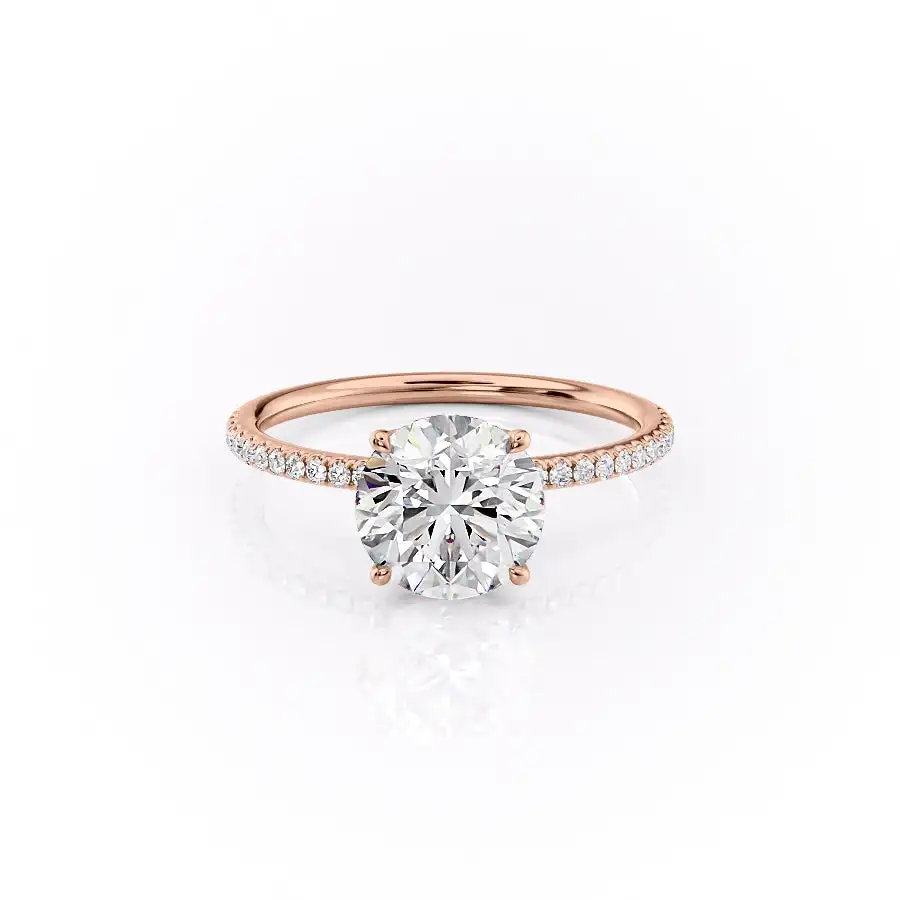 Lily 2.0CT Round Brilient Lab Grown Diamond Pave Set 14kt Gold Engagement Ring for Beautiful Women Mesmerizing Perfect Gift