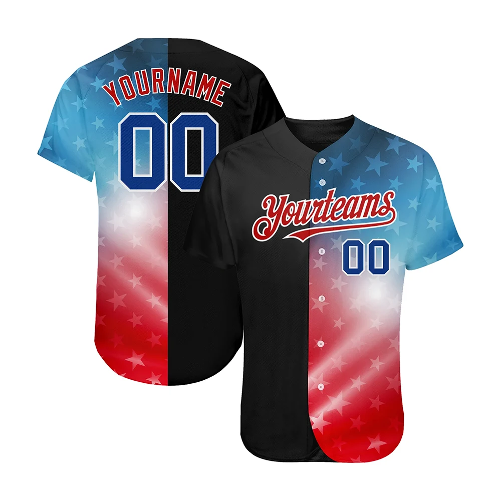 Multi Color Baseball Shirts Galaxy Digital Printed Design Fully Custom Design With Breasted Buttons Sports Jersey