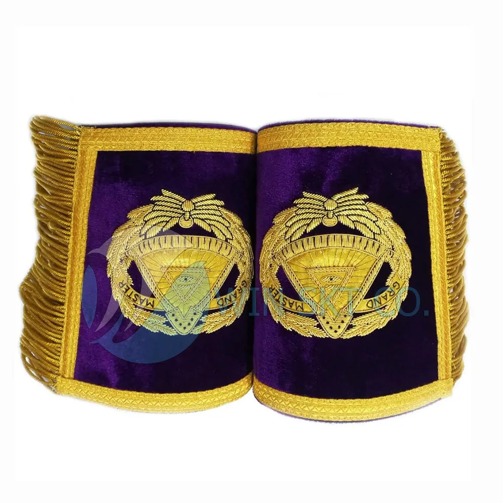 Latest Arrival Masonic Cuffs Black Color Custom Logo and Design Embroidery Navy Officer Cuffs