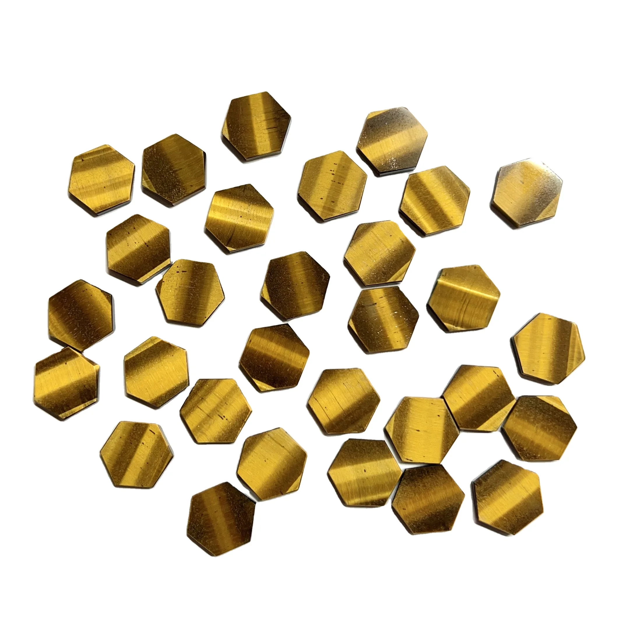 Natural Tiger Eye Flat Gemstone Hexagon 12mm Cabochon Gemstone Jewelry Making Stone 100% Natural Top Color Vivaaz Gems Low Price