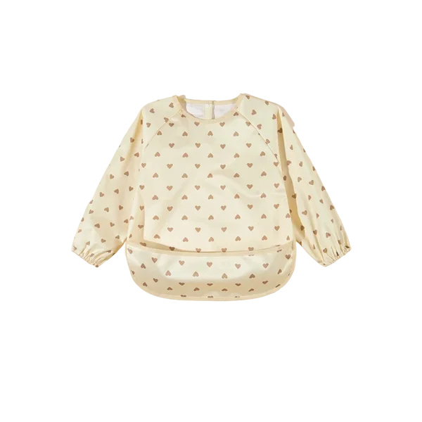 Wholesale Printed or Blank Pattern Low-Priced Polyester Baby Bib Apron Long-Sleeve Waterproof Reusable Washable for Toddlers