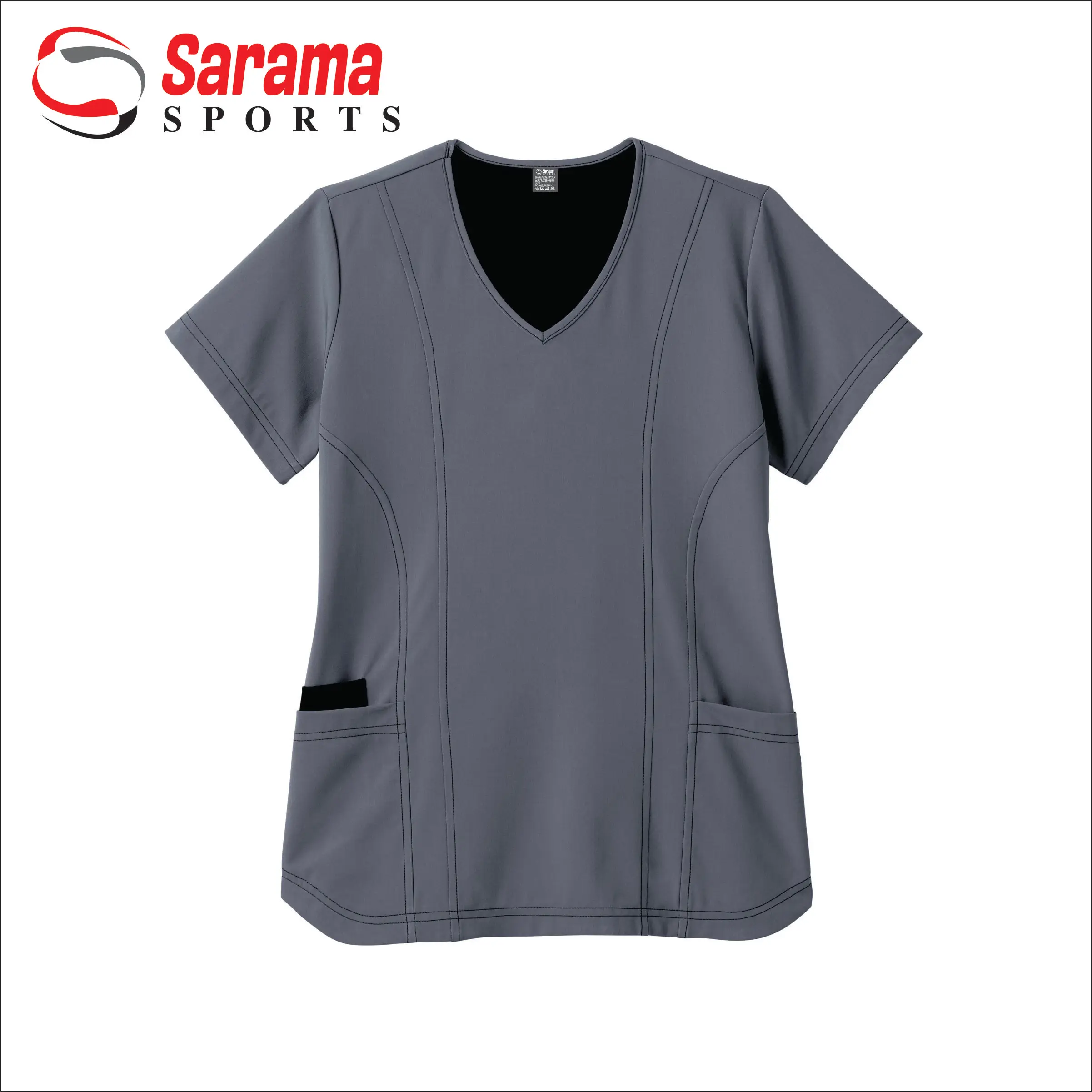 Wholesale female good fashionable scrub uniform set with CVC printed fabric tops and white color pants
