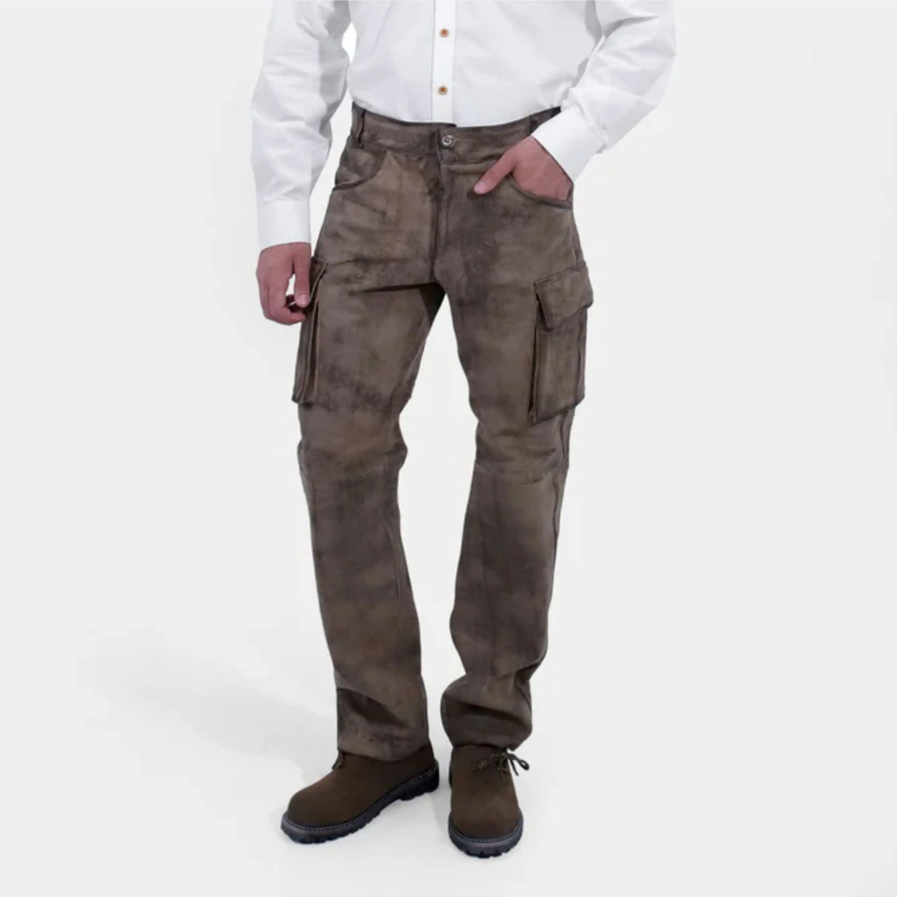 Высококачественные брюки ручной работы из Баварской кожи | Традиционная вышивка натуральной