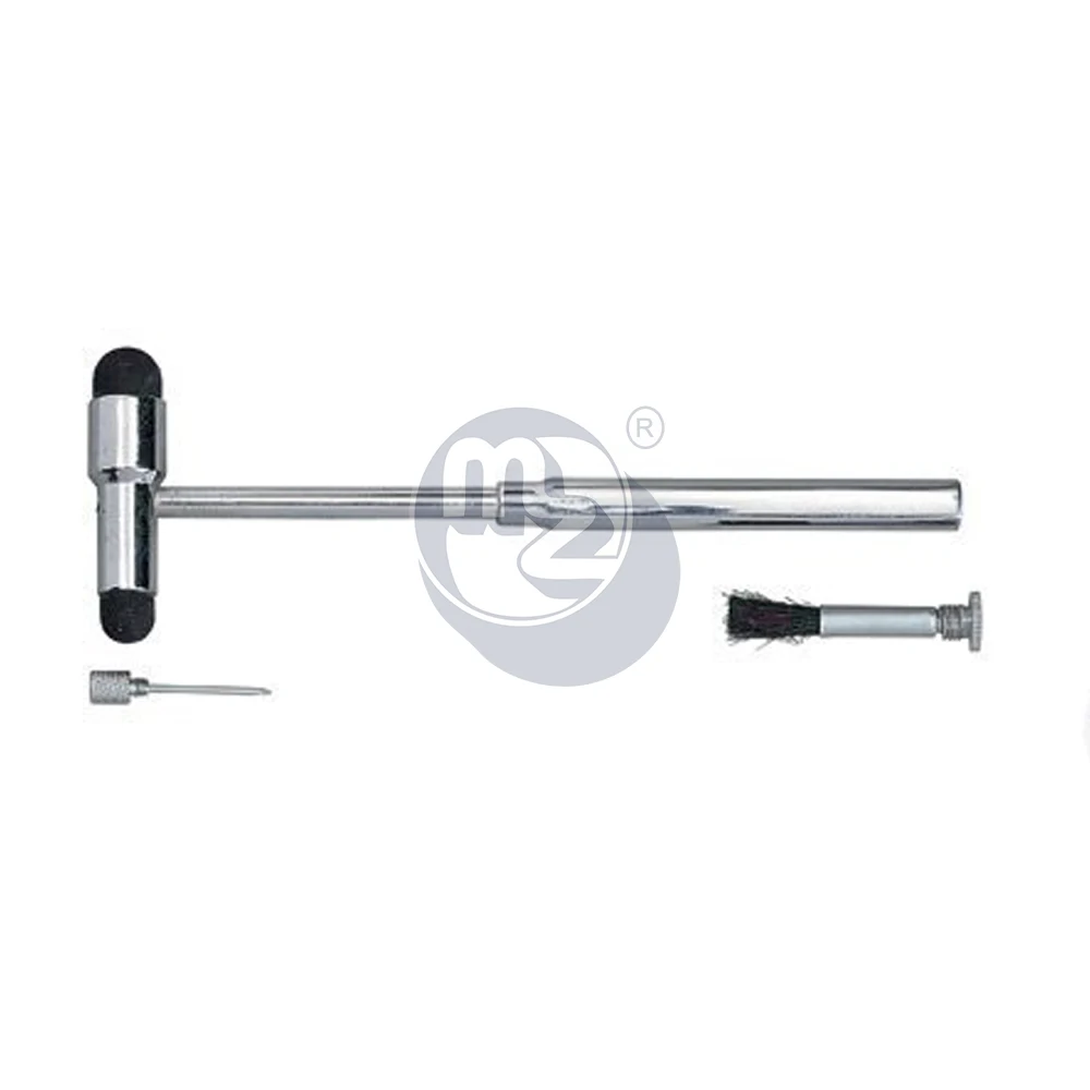 Gold Tromner Neurological Reflex Hammer with Pointed Tip Handle with Built-In Brush