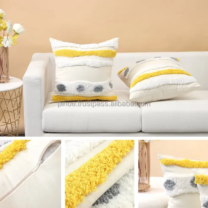 Popular Designer decorative Pillow Case Home Decor Jacquard Orange white Cushion Covers Decorative Pillow