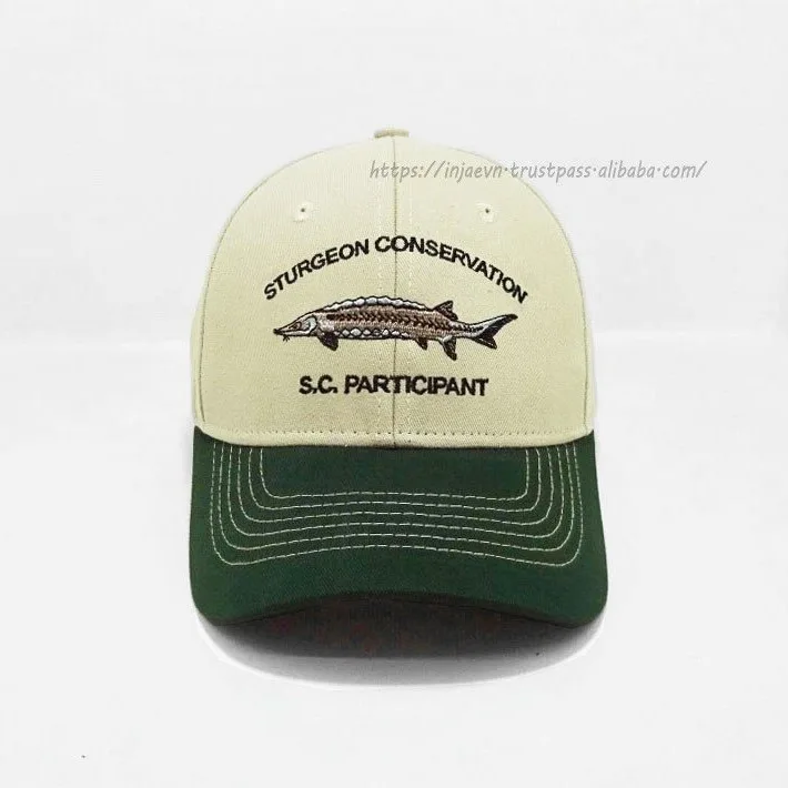 Embroidery Fish & Text Logo Custom Baseball Fishing Cap For Men 6 Panel Dad Hat Custom Hats High Quality Cotton Sports Caps