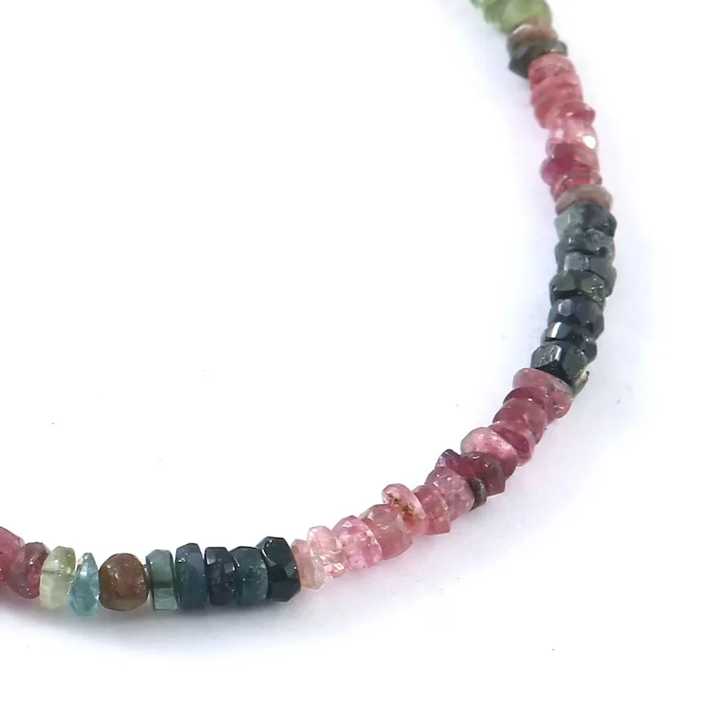 Wholesale 3mm Natural Healing Stone Multi Tourmaline Micro Faceted Bead Bracelet Ladies Jewelry Gemstone Bracelets