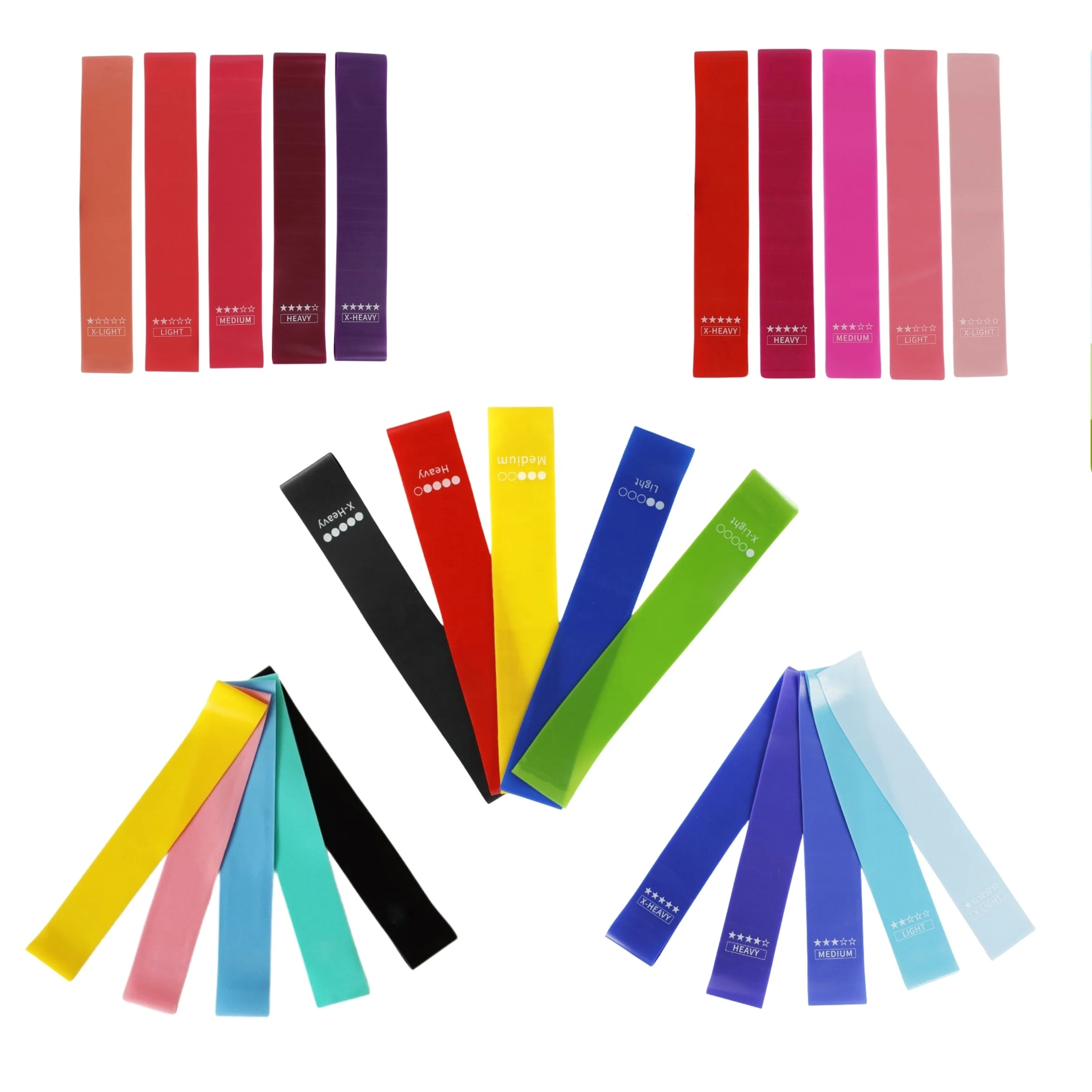 Hochwertiges Latex-Material Im 5er Set Loop Bander Widerstandsbander 5 Widerstandsstufen Mit Tragetasche und Deutscher Anleitung