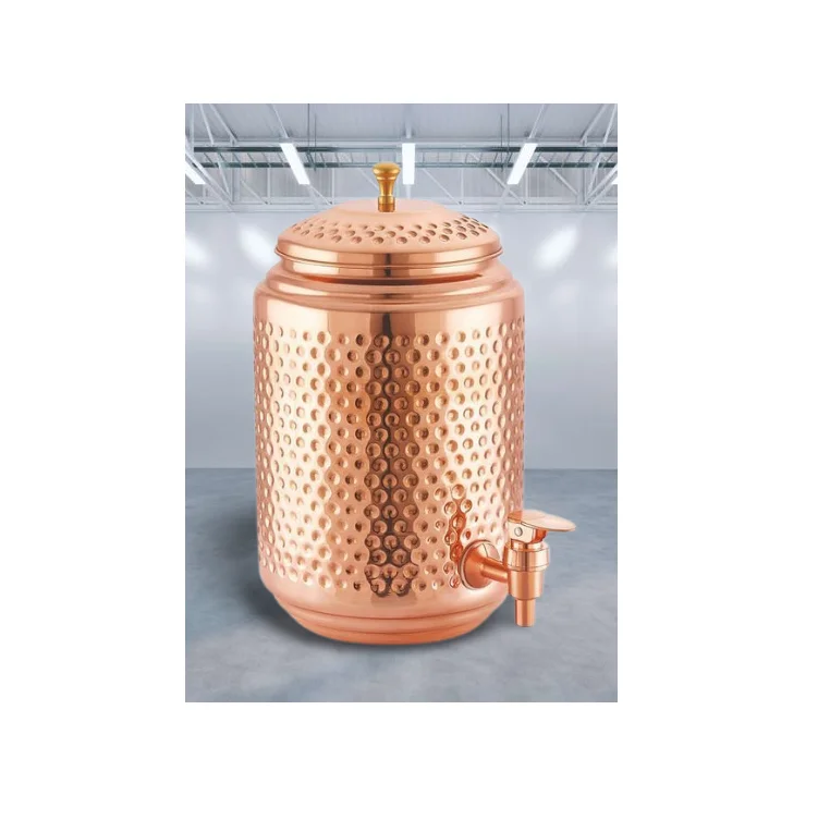 Hot selling Custom Copper Water Cooler Handmade Hammered Water Cooler Made of Pure Copper Dispenser made in India