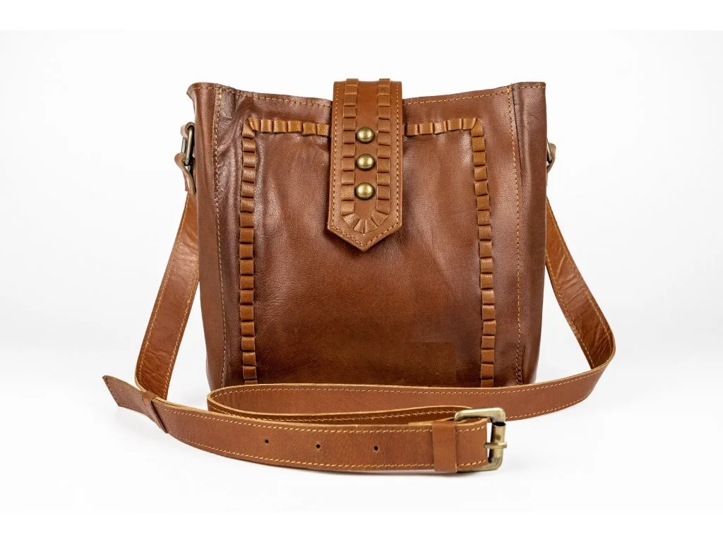 Customised Genuine Leather Handmade Designer Sling Bag with Adjustable Single Shoulder Strap and Stud Closer for Daily Use