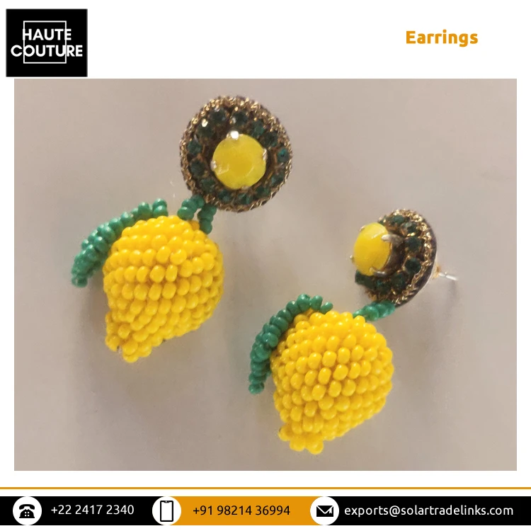 New Luxury Design Girls Jewelry Handmade Lime Shape Stud Earrings Boho Party Wedding Seed Bead Drop Earrings for Women