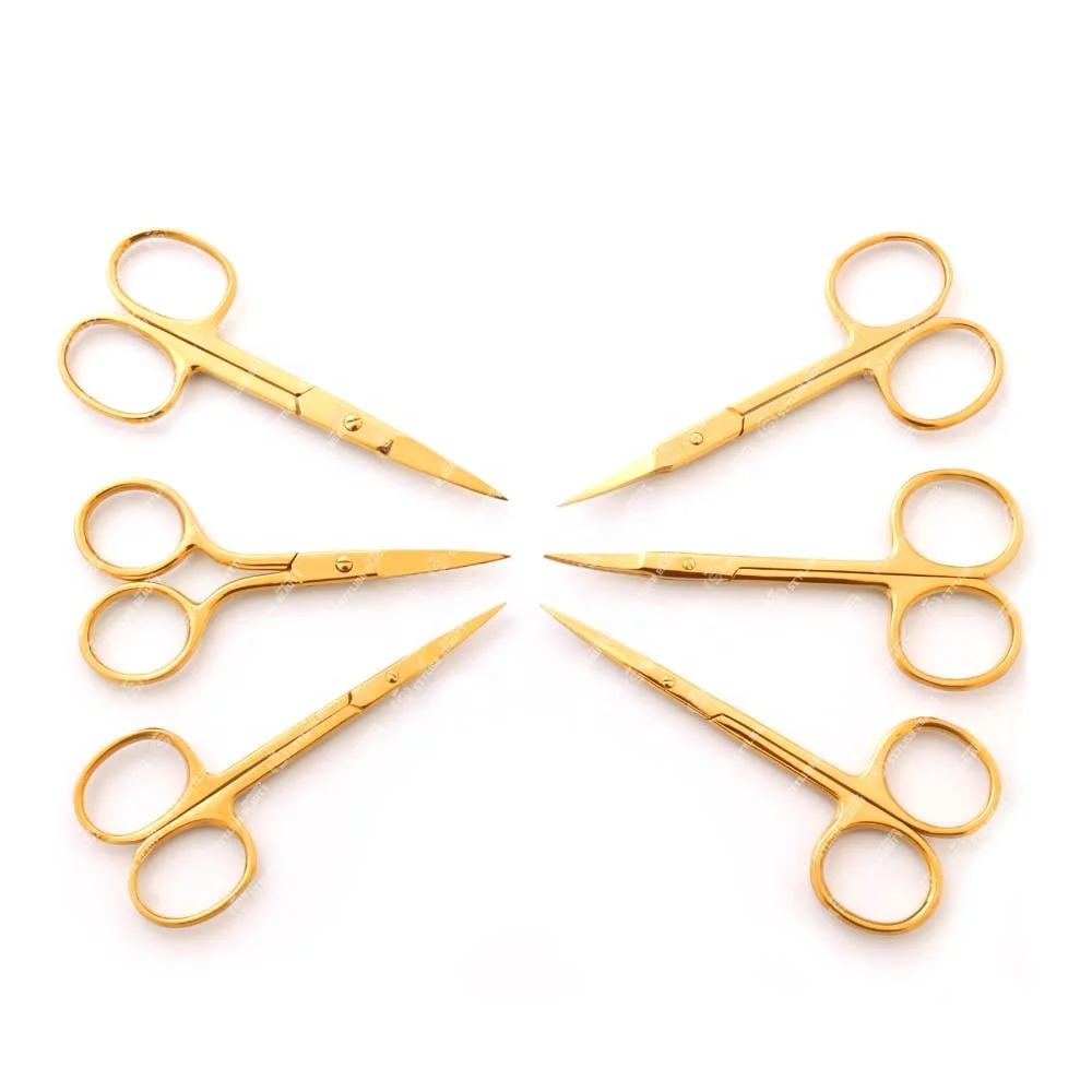 Pointed Tip Rainbow Color Eyebrow Scissor Makeup Eyelash Trimmer Nose Facial Hair Remover Manicure Tools Custom Logo