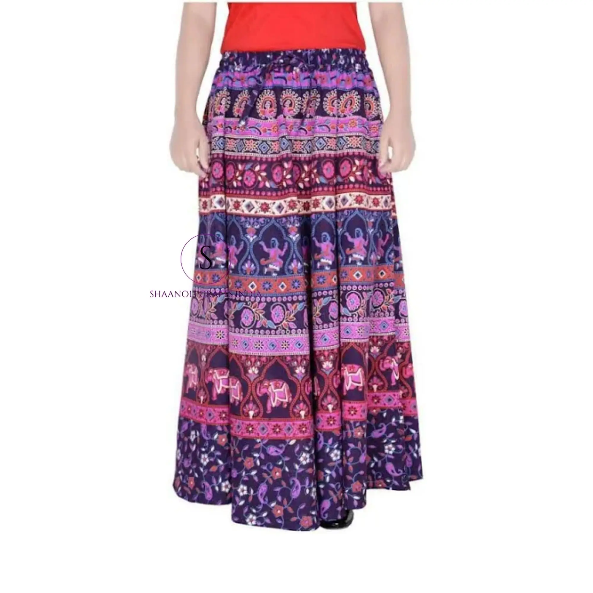 New Arrival Handmade Jaipuri Printed Long Boho Skirt for Women Beach Summer Cotton Skirt With Great Embroidery Design Patterns