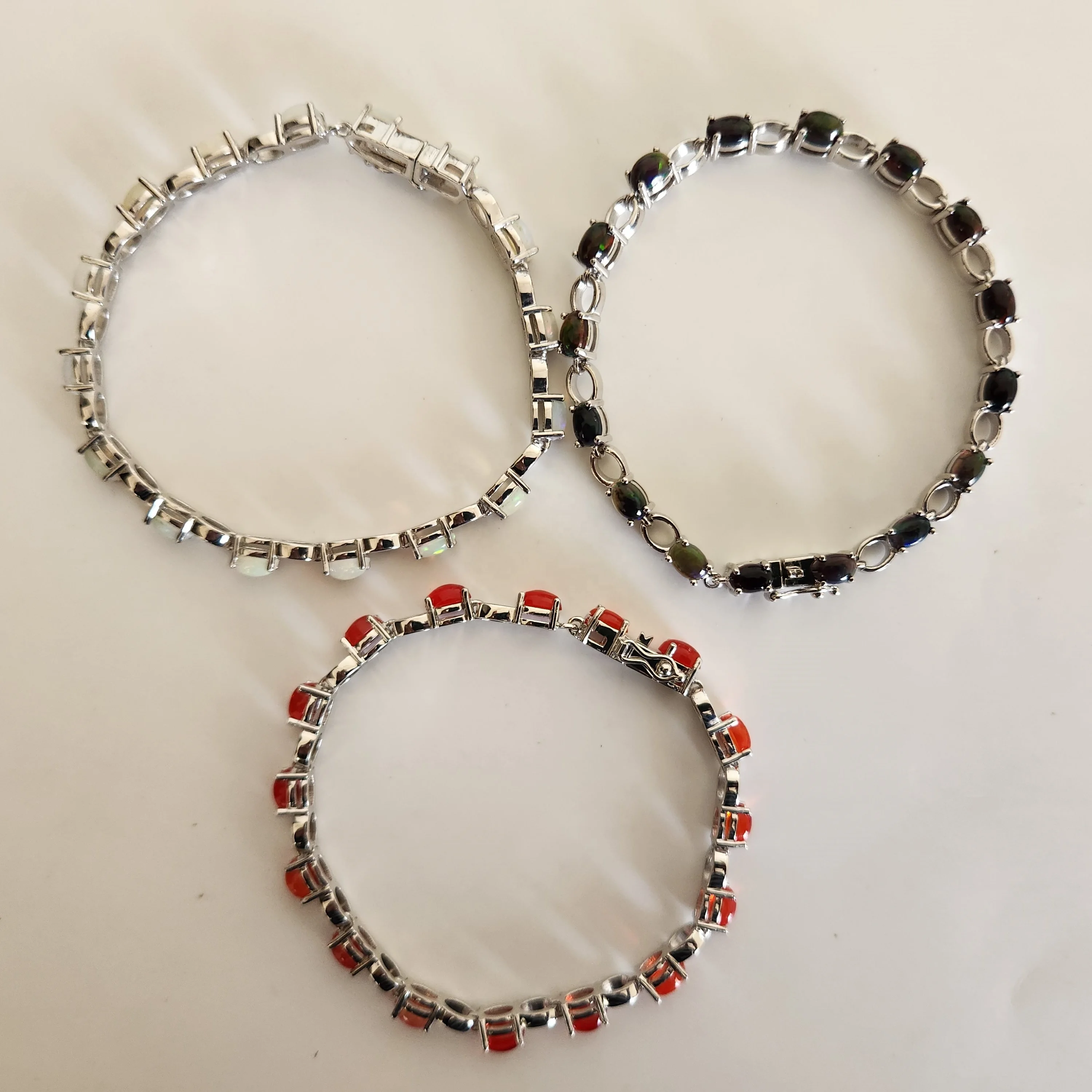 Genuine Opal Bracelets of White Natural Opal Gemstones 925 Silver Bracelets 925 Sterling Silver Female Jewelry