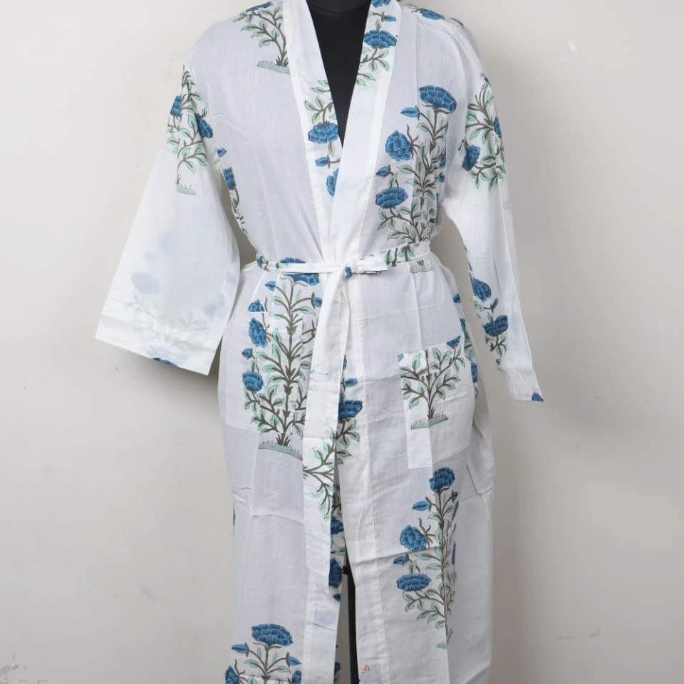 Night Dress Indian in Pure Cotton Women Bath Robe India & Pakistan Modern Designs Al Season Causal Wear for Adults