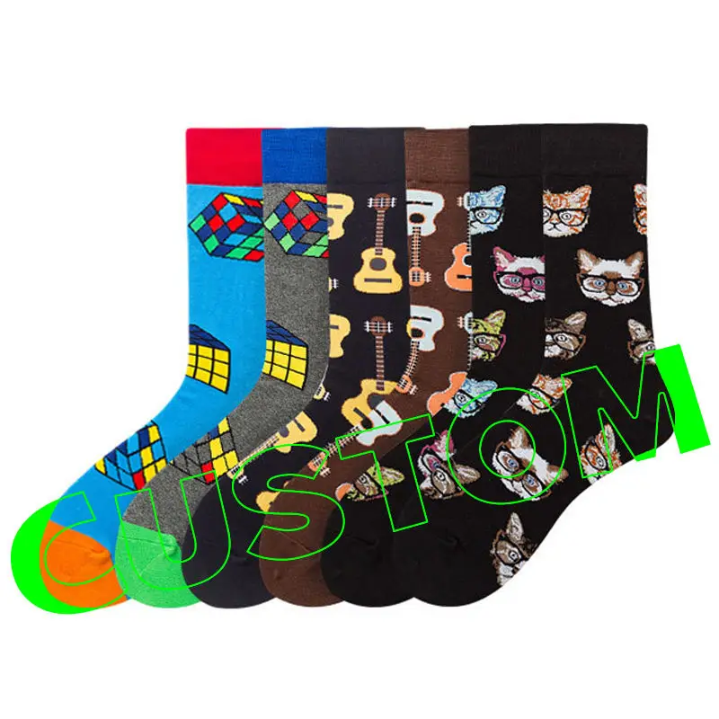 Whale Custom Own Logo OEM Men Women Unisex Designer Fashion Funny Cotton Happy Crew Dress Tube Socks Manufacturer