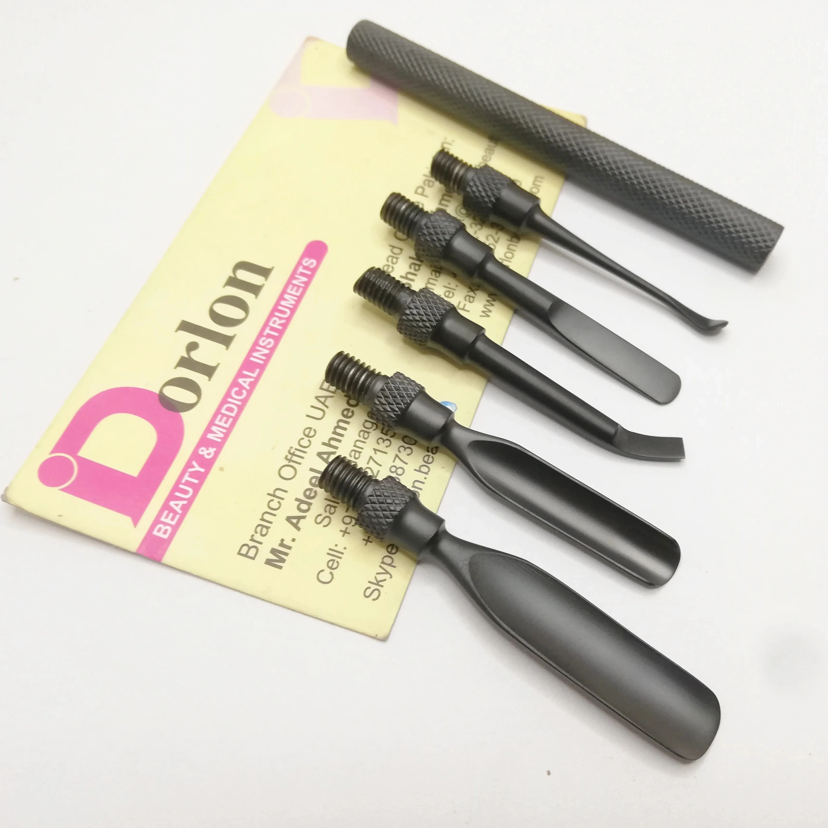 New Arrival Black Plasma Nail Cuticle Pusher Custom Logo Offer Nail Tools Stainless steel Double Ended Sharp Nail Care Set