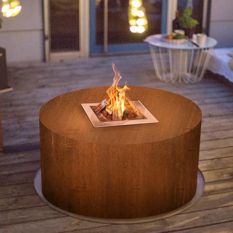 square gas and wooden burning home garden stove fire pit table outdoor corten steel smokeless firepit heater
