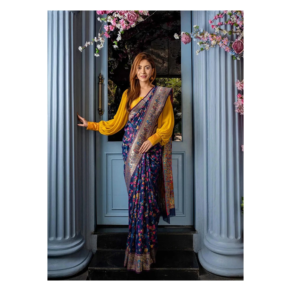 Designer Pashmina Fabric Saree Fully Weaving With Beautiful Color