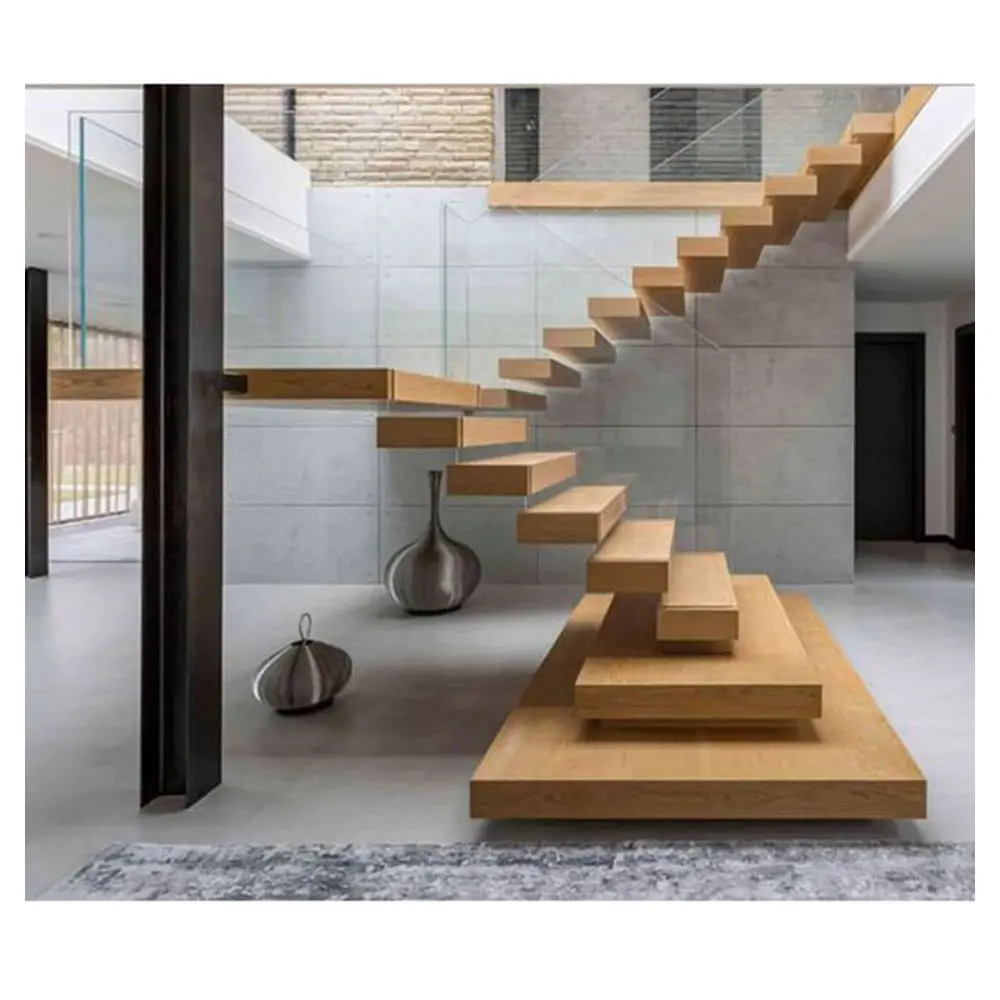 Prima High Perfect Quality Staircase Handrails Floating Exquisite Concise Fabulous Floating Staircase with Led Lights