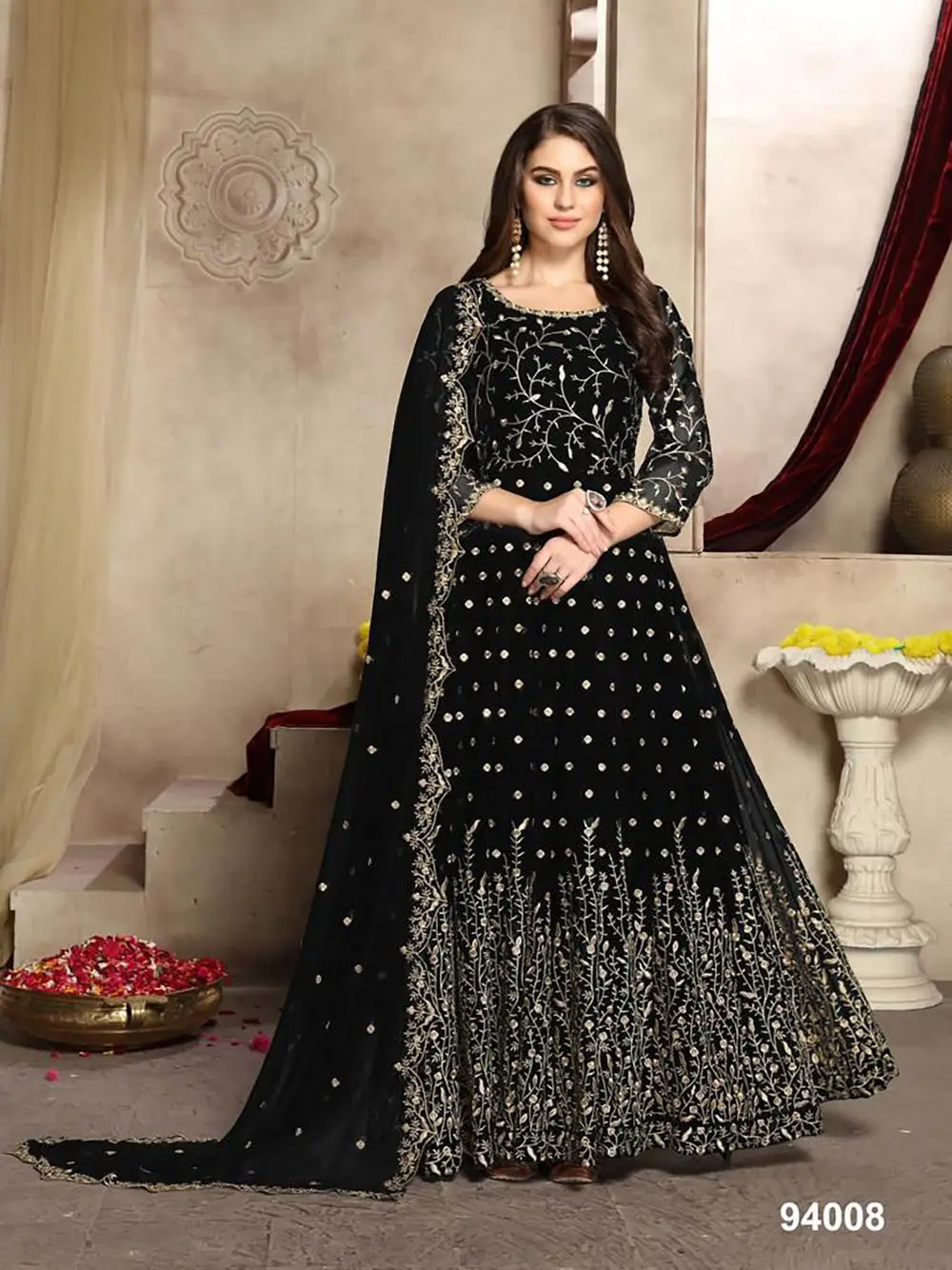 Индийская модная женская длинная жоржет с вышивкой Анаркали Kurti платье Dupatta одежда для свадебных вечеринок оптом